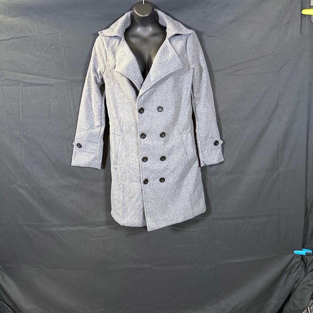 Women's Elegant Gray Double-Breasted Trench Coat